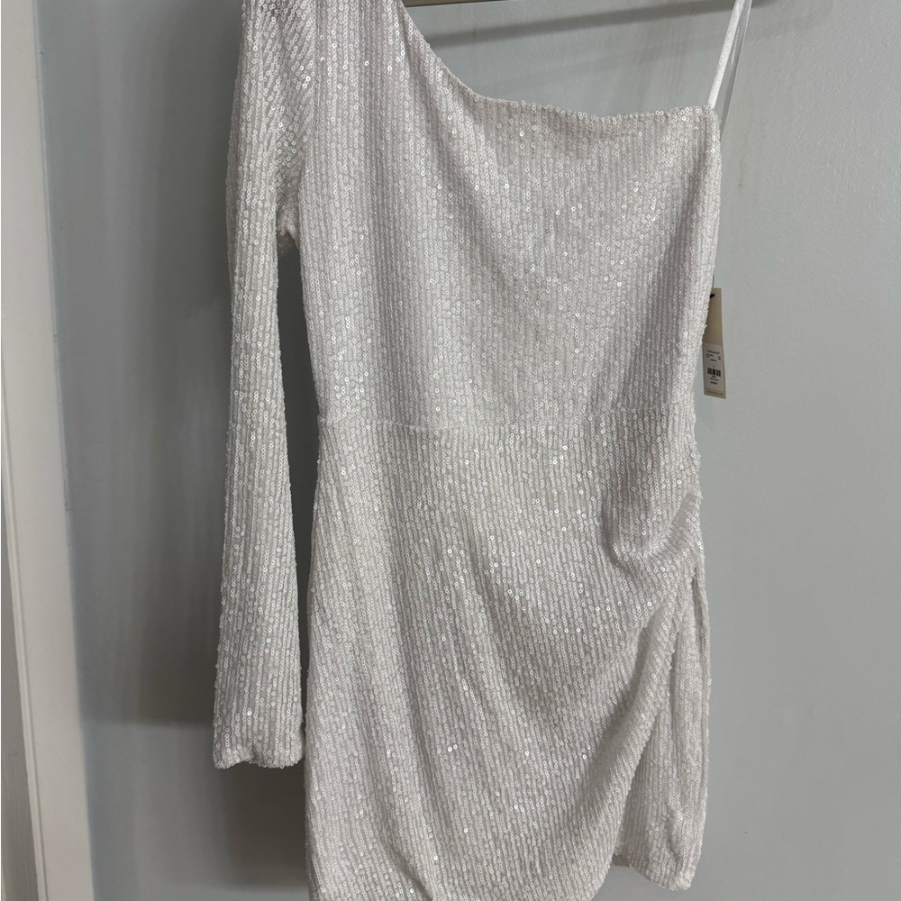 Bridal sequined one shoulder dress NWT